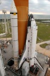 Space shuttle discover on the launchpad